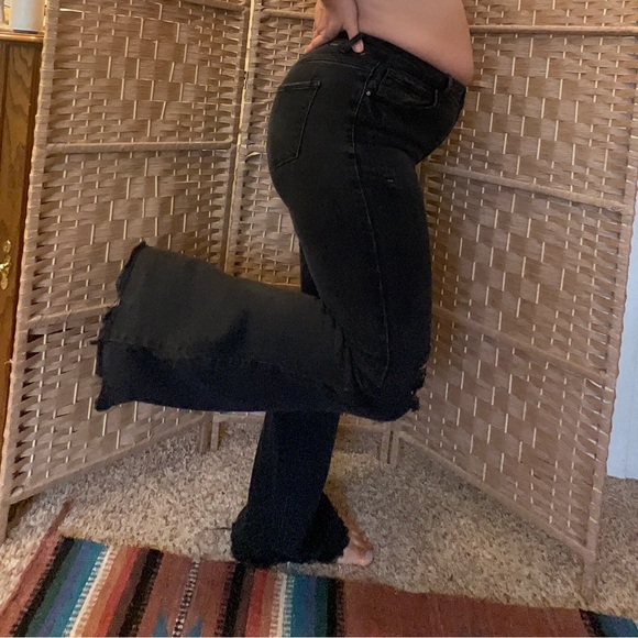 Risen Black Distressed Flare Jeans - Picture 4 of 14